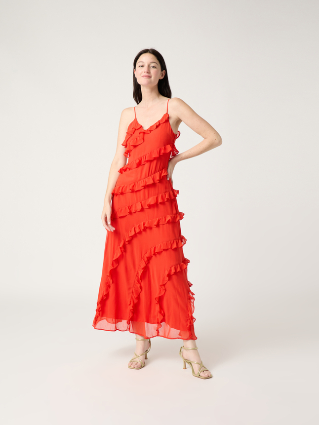 Robe longue à volants