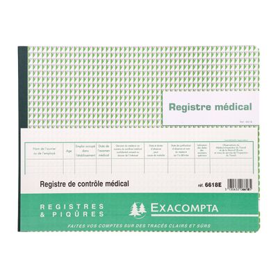 Exacompta - Registre de contrôle médical - 24 x 32 cm