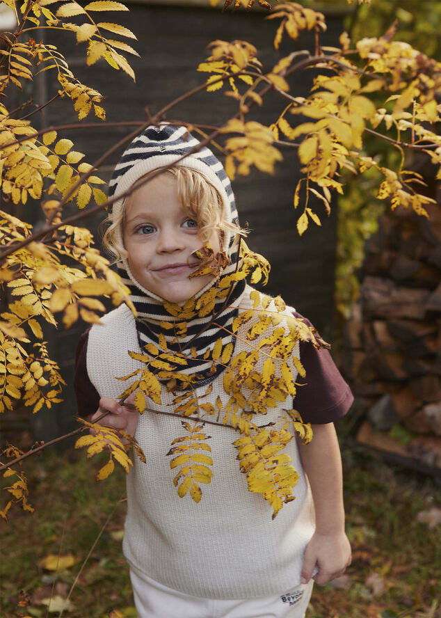 mpKids Bergen striped balaclava Brun