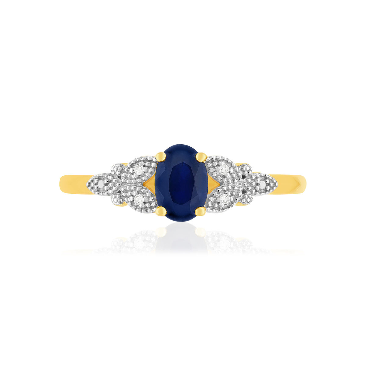 Bague or 375 2 tons saphir diamant