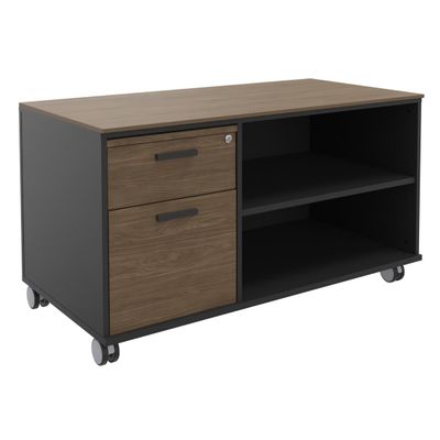 Console mobile KHEOPS - L120XP60XH66 cm - 2 tiroirs dont 1 DS - structure carbone - finition imitation noyer