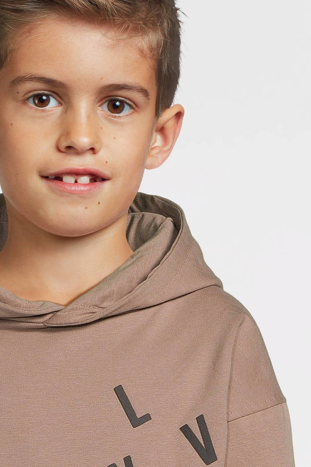 LEVV hoodie met logo zand