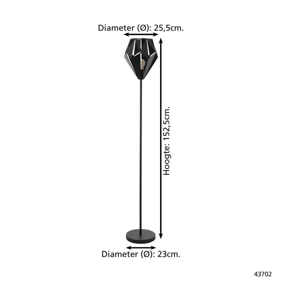 EGLO Carlton 5 Vloerlamp - E27 - 152,5 cm - Zwart