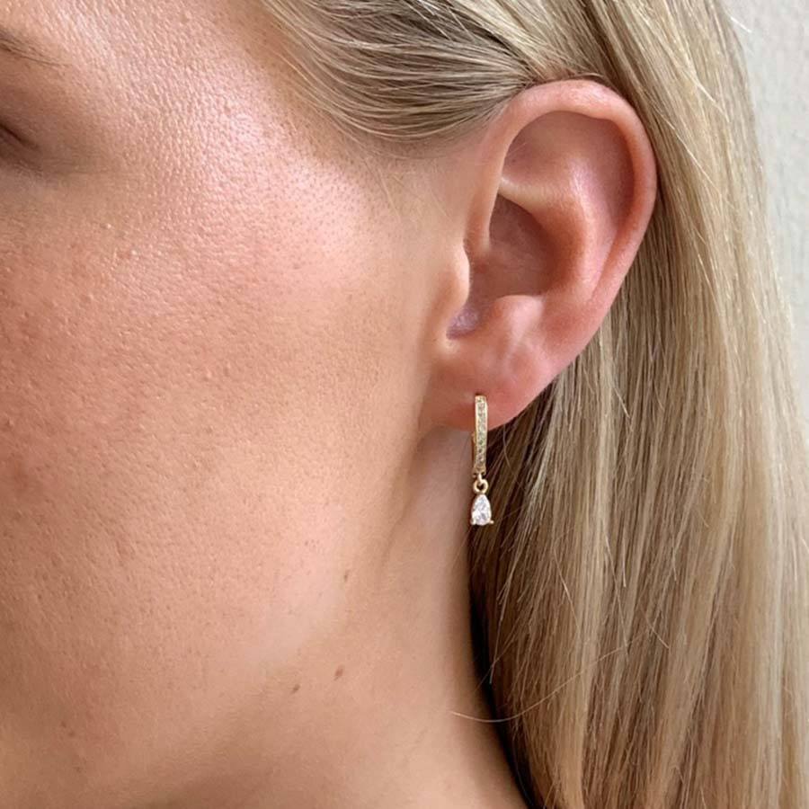 Snö Of Sweden Camille Drop Ring Earring Gold/Clear 14,5mm