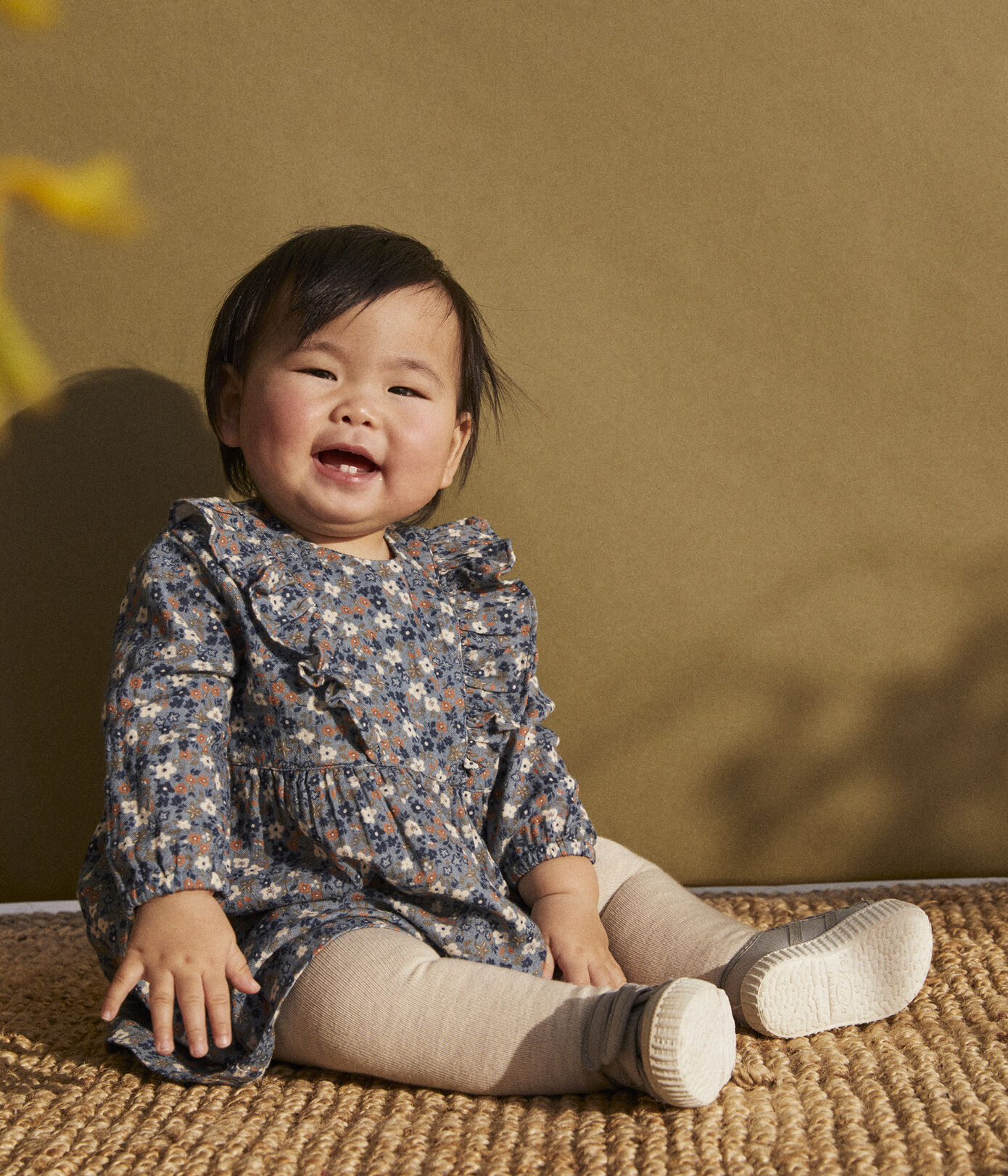 Robe manches longues bébé en gaze de coton imprimée