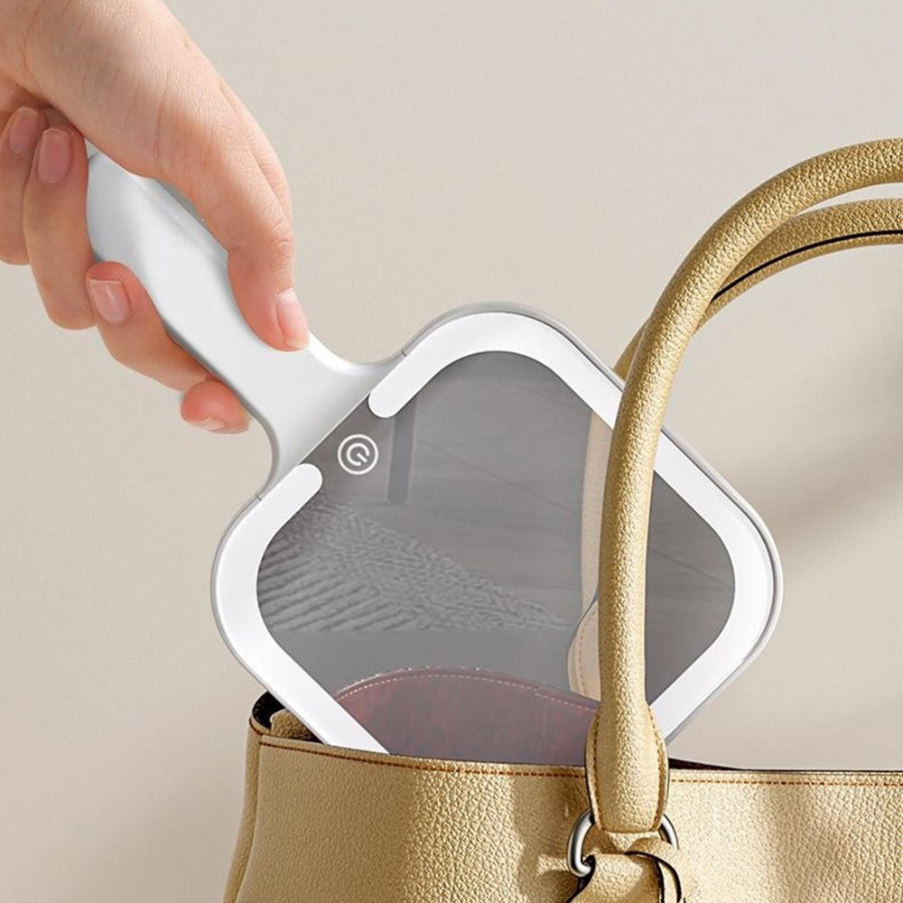 (Ø13cm) LED Make Up Hand Spiegel Wiederaufladbarer USB Kosmetikspiegel Schminkspiegel mit Touch-Sensor - Rund