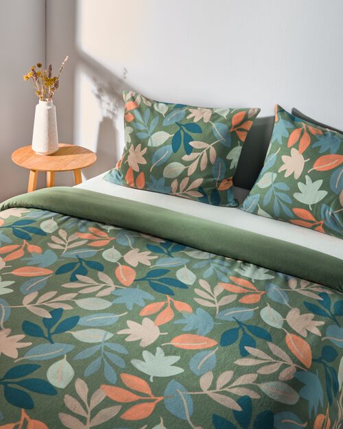 housse de couette flanelle 240x200/220 feuilles pastel