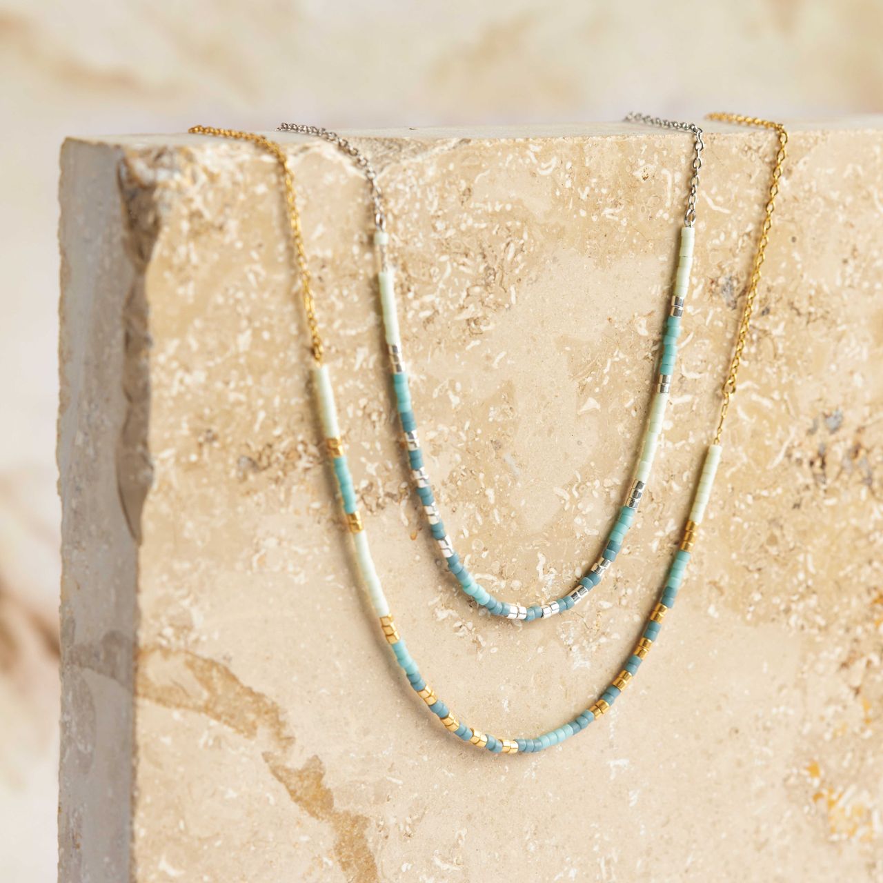 Gerecycled stalen ketting met kralen