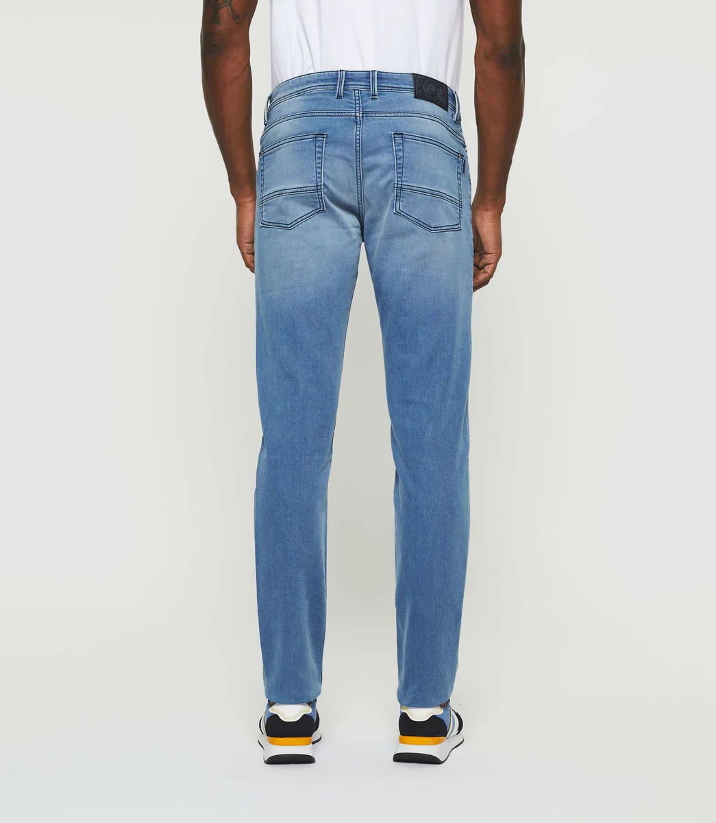 Jean super slim en molleton bleu délavé 