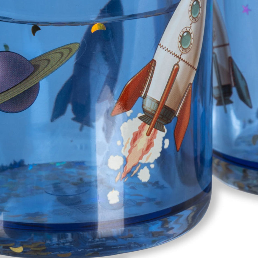konges sløjd kinderbekers met glitter outer space - blauw - 2st