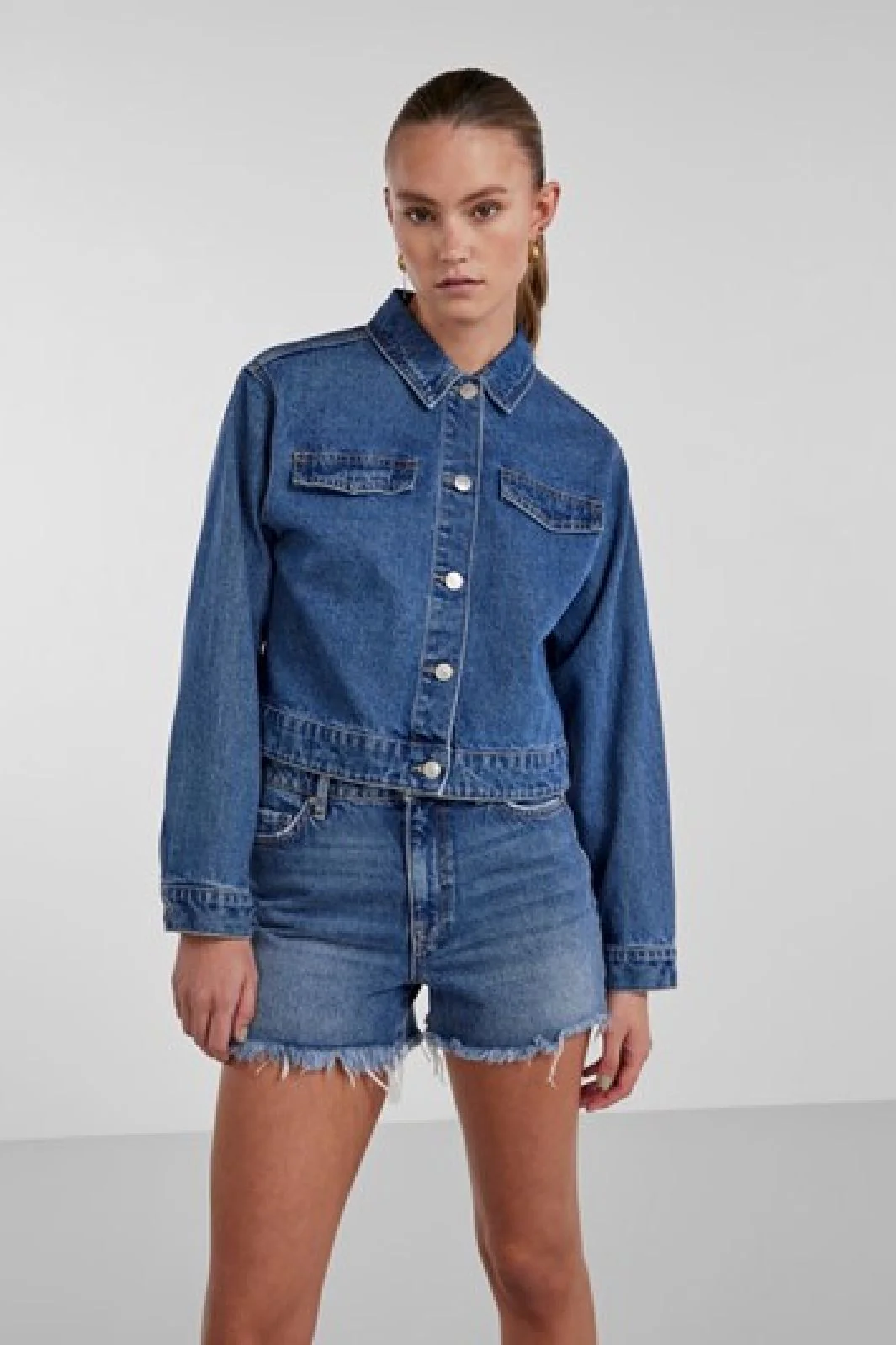 Pieces Pctessie Ls Dnm Jacket Bc medium blue denim
