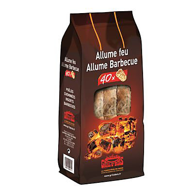 Sac d'allume-feu pour cheminée et barbecue 40 pièces