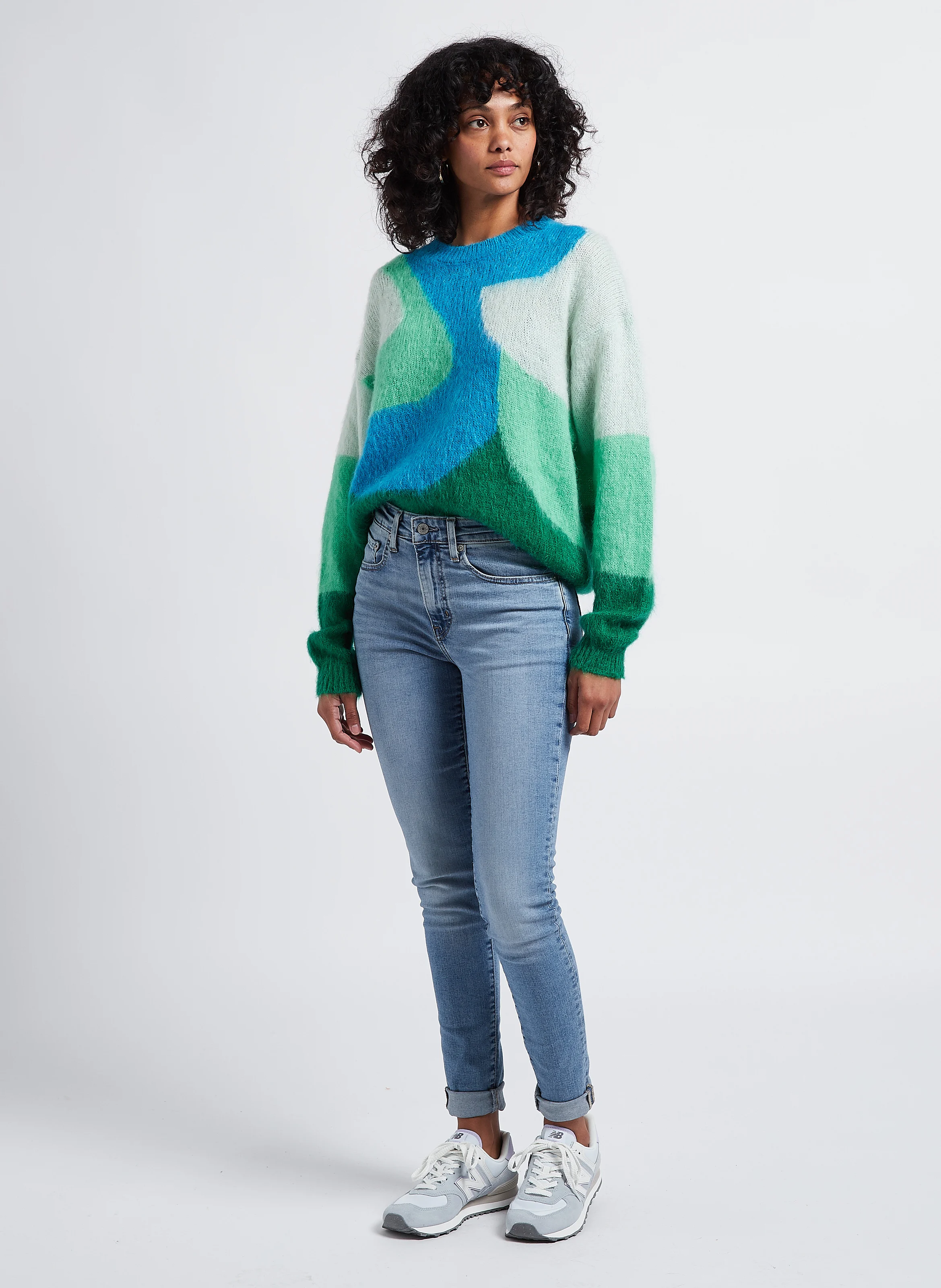 OVIEDO - Pull col rond jacquard en maille mélangée | Vert