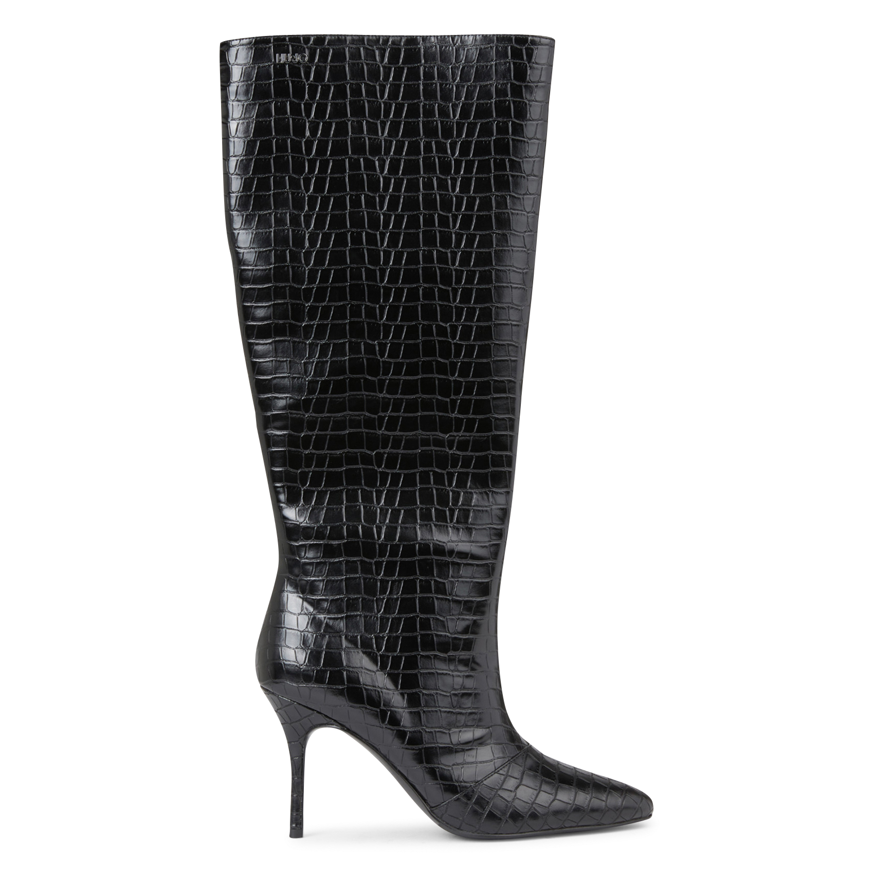 WHITE 01 - Bottes hautes imprimé effet croco | Noir