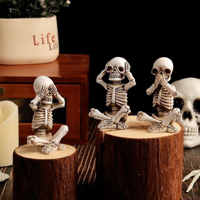 3 STK Halloween Uhyggelig Horror Ornament Skræmmende dekoration Siddende skelet
