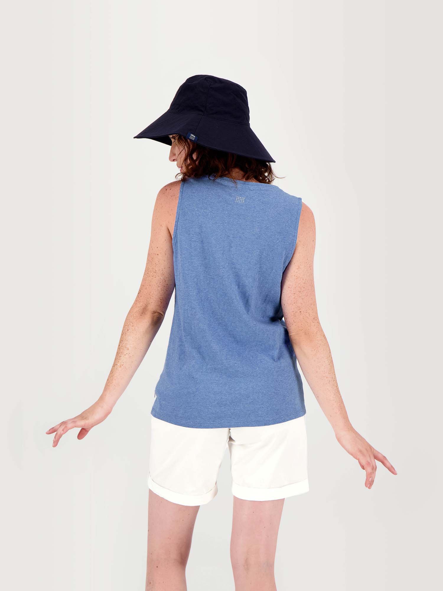 Débardeur Femme Col V Coton Bleu