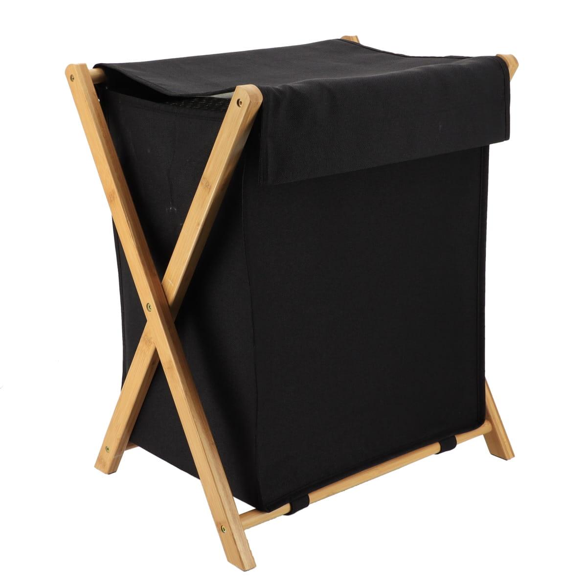 PANIERE A LINGE PLIABLE BAMBOU 54L NOIR BAMBOU