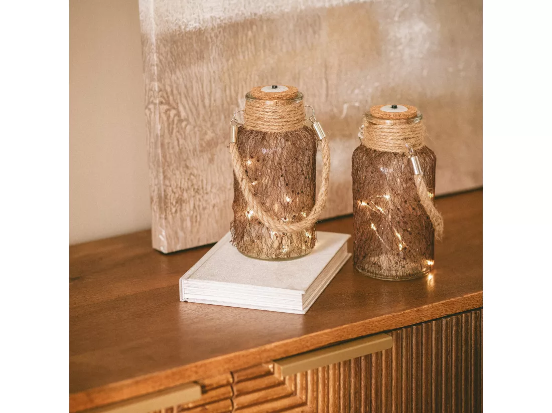 Bocal en Verre LED Firefly Marron