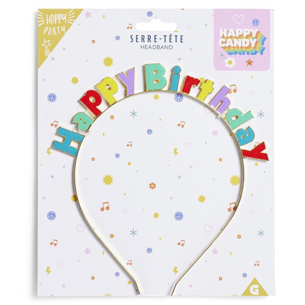 Serre-tête anniversaire Happy Birthday thème candy