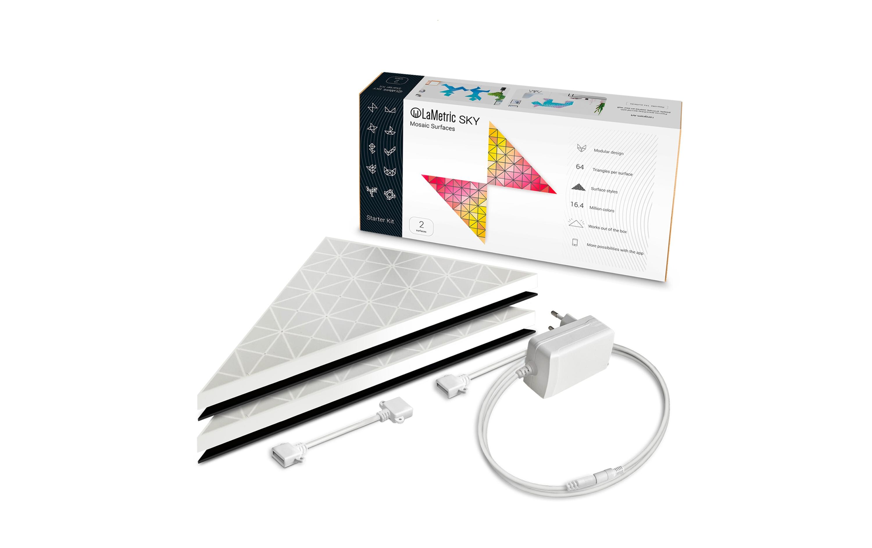 Sky Lightpanel Starter Kit, 2 Stück<br>Beleuchtung, atemberaubende Grafik, Wanduhr und Infobildschirm zugleich