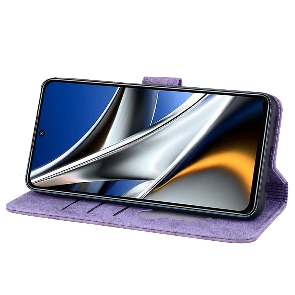 Xiaomi 12 Leder Tasche Flip Cover Katze & Blumen Imprint - Lila
