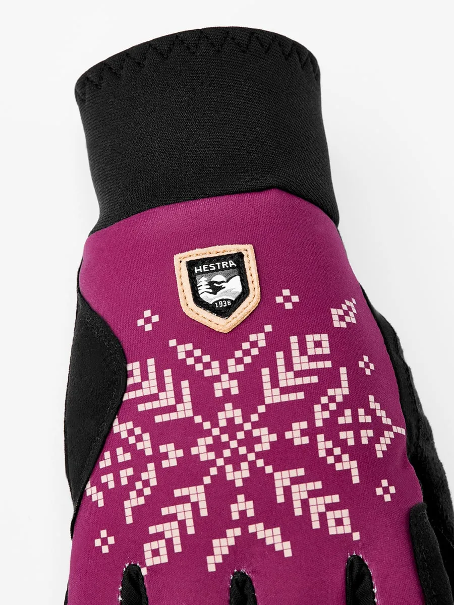 Hestra Women's XC Primaloft - 5 Finger Bordeaux print