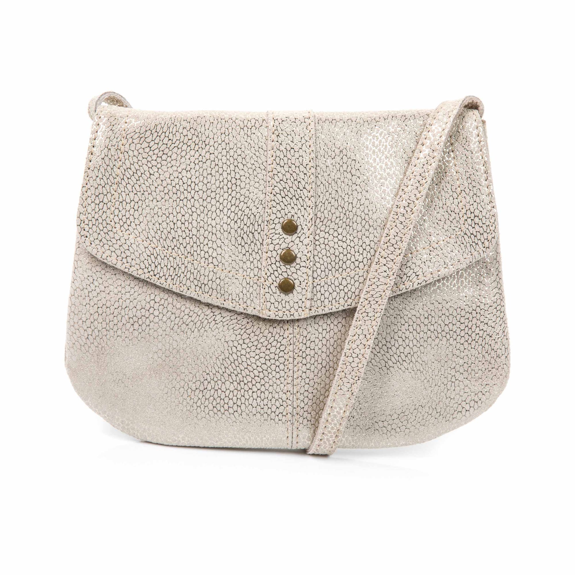 Sac bandoulière en cuir beige