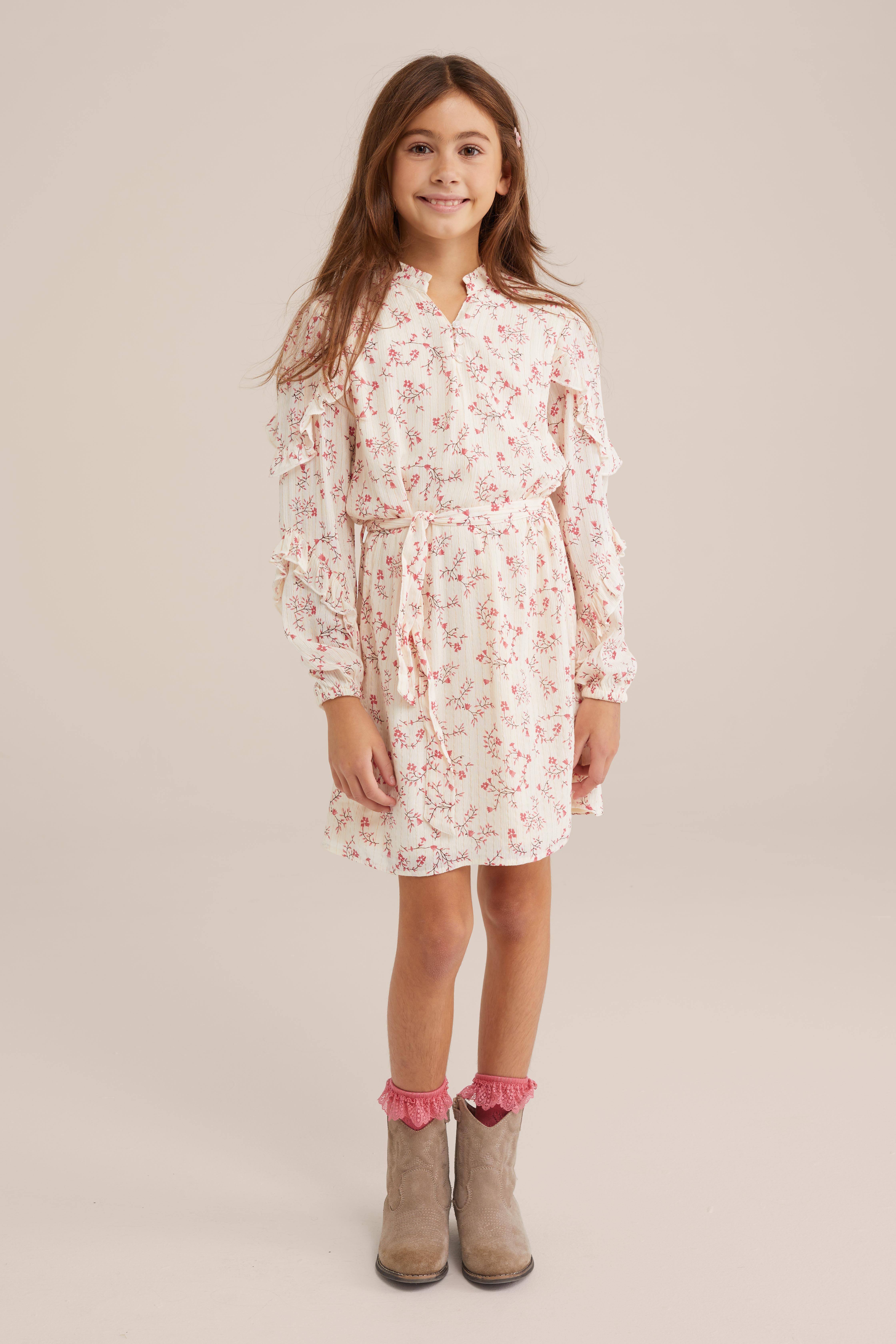 Meisjes jurk met dessin WE Fashion Zalmroze