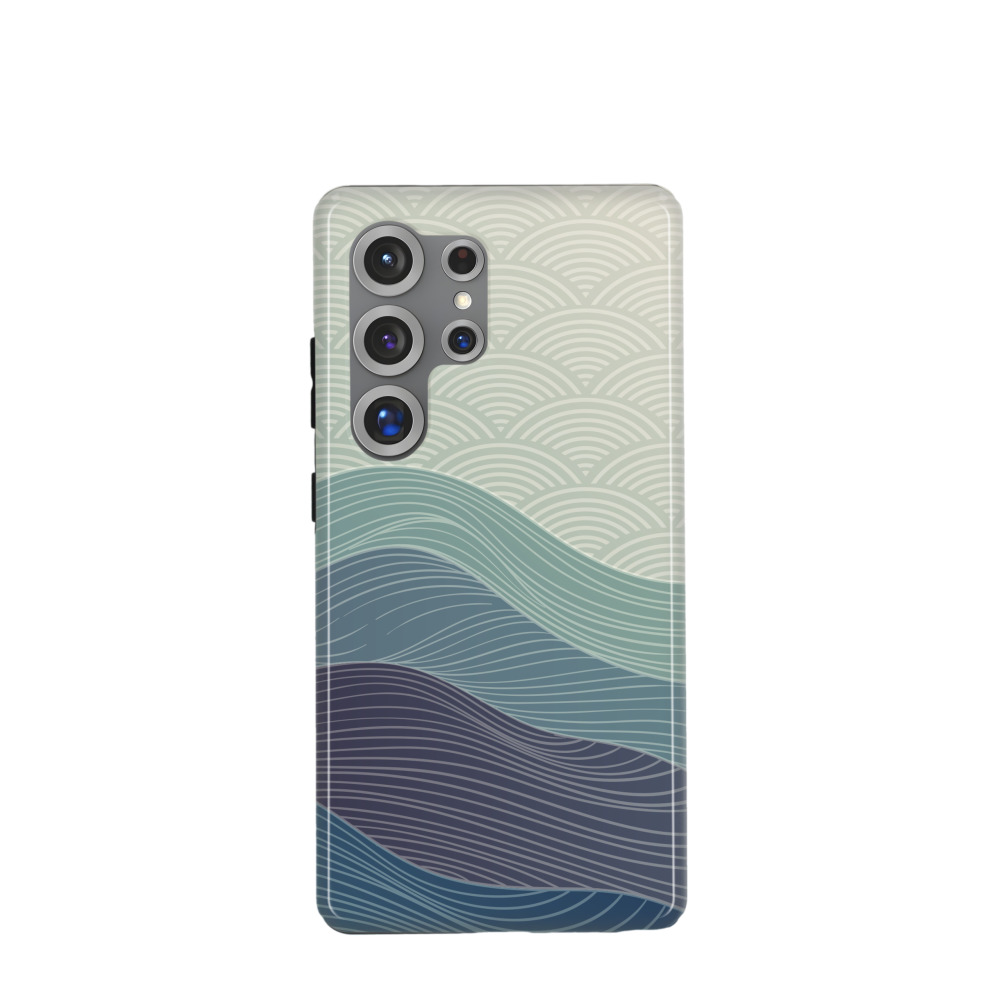Samsung Galaxy S25 Ultra Hybrid (Kunststoff / Gummi) Hülle Wellen und Wind - Blau