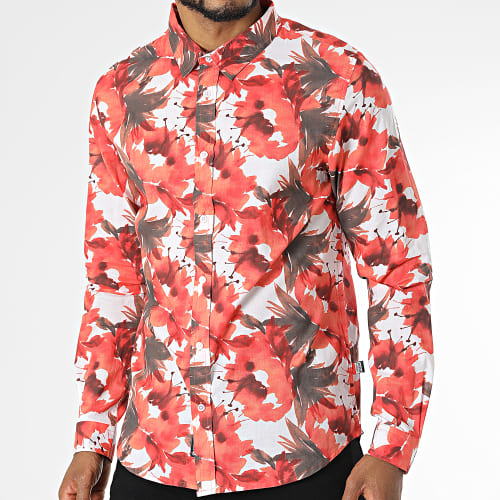 Chemise Manches Longues Cesarus Blanc Rouge Floral