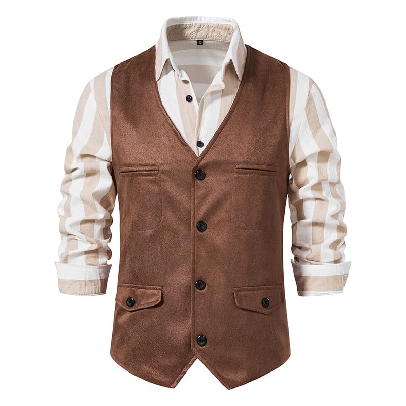 YIKES - V-hals effen enkelrijs imitatiesuède vest