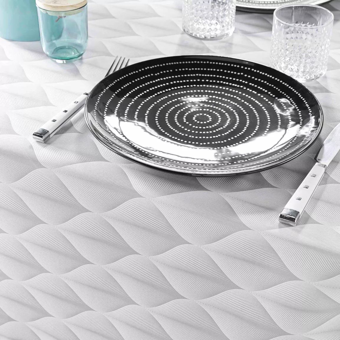 Nappe rectangulaire anti tache (150 x 240 cm) Kalini Grise