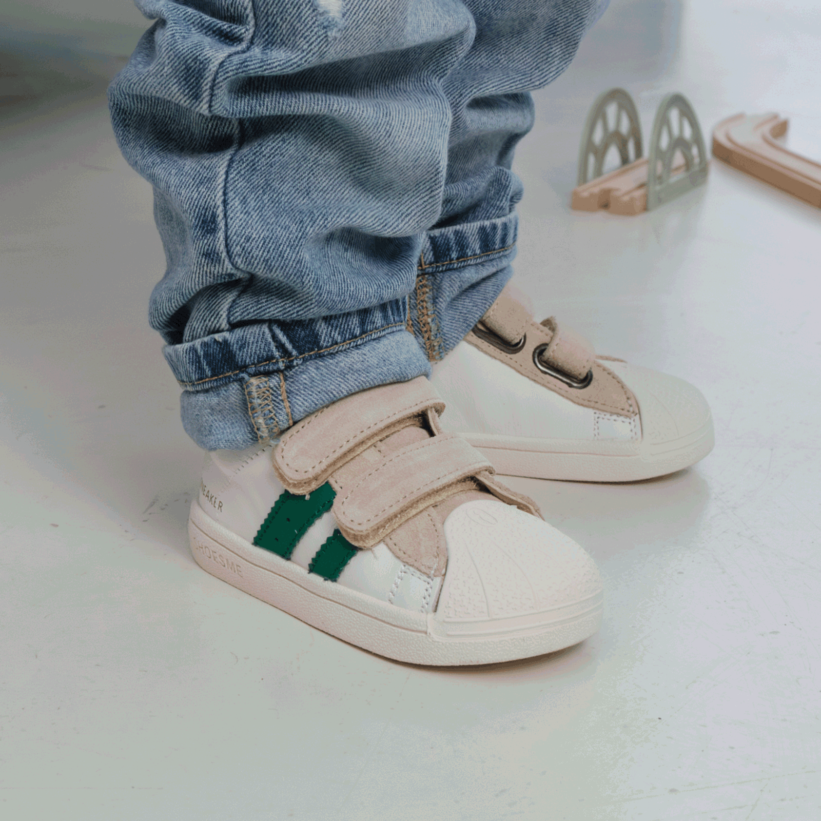 Shoesme wit-groen sneakertje Microfiber leer, Suède | Jongens schoenen