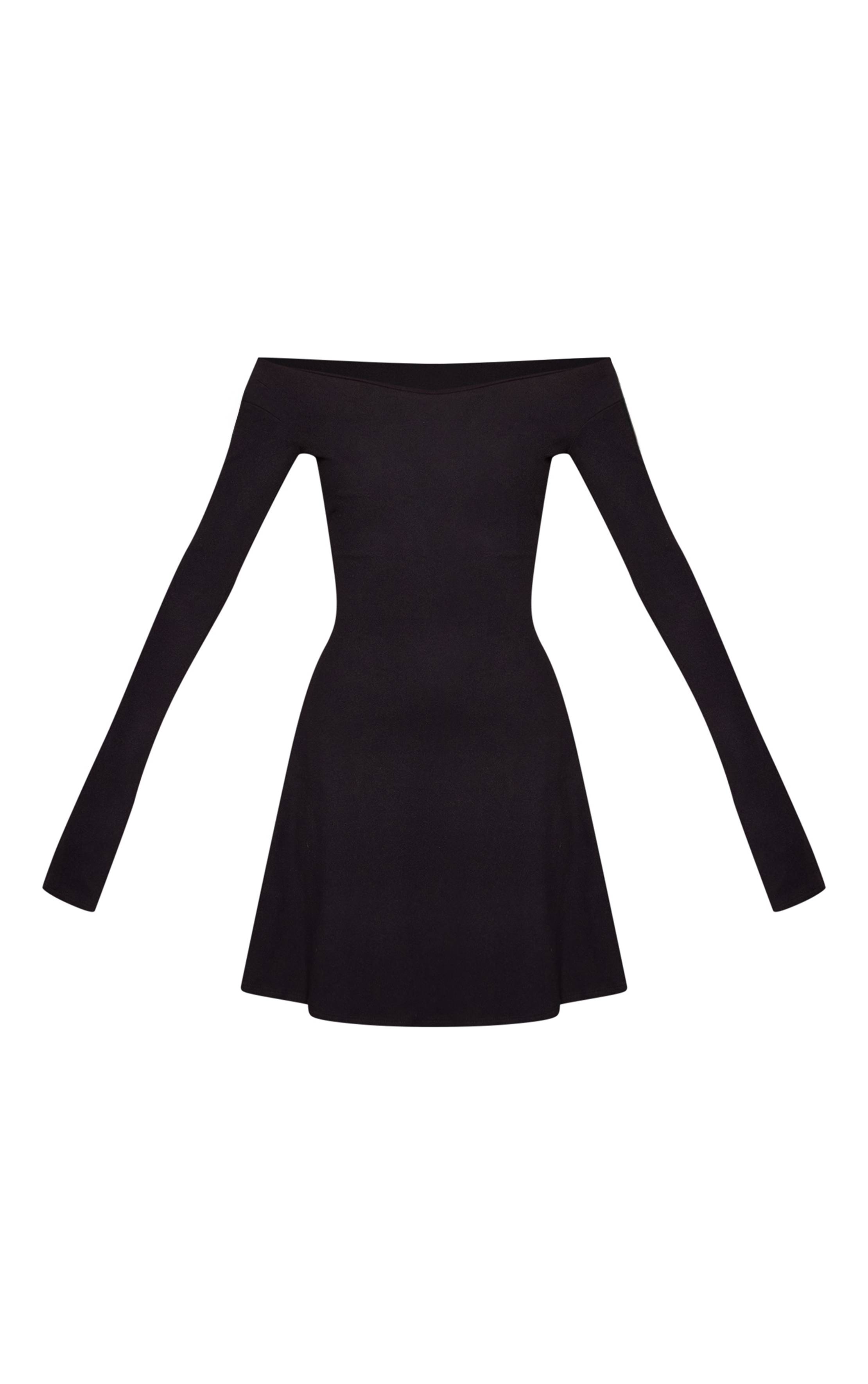 Noir Robe Droite À Manches Longues Et Col En V En Tissu Doux Pour Femmes Grandes Tailles