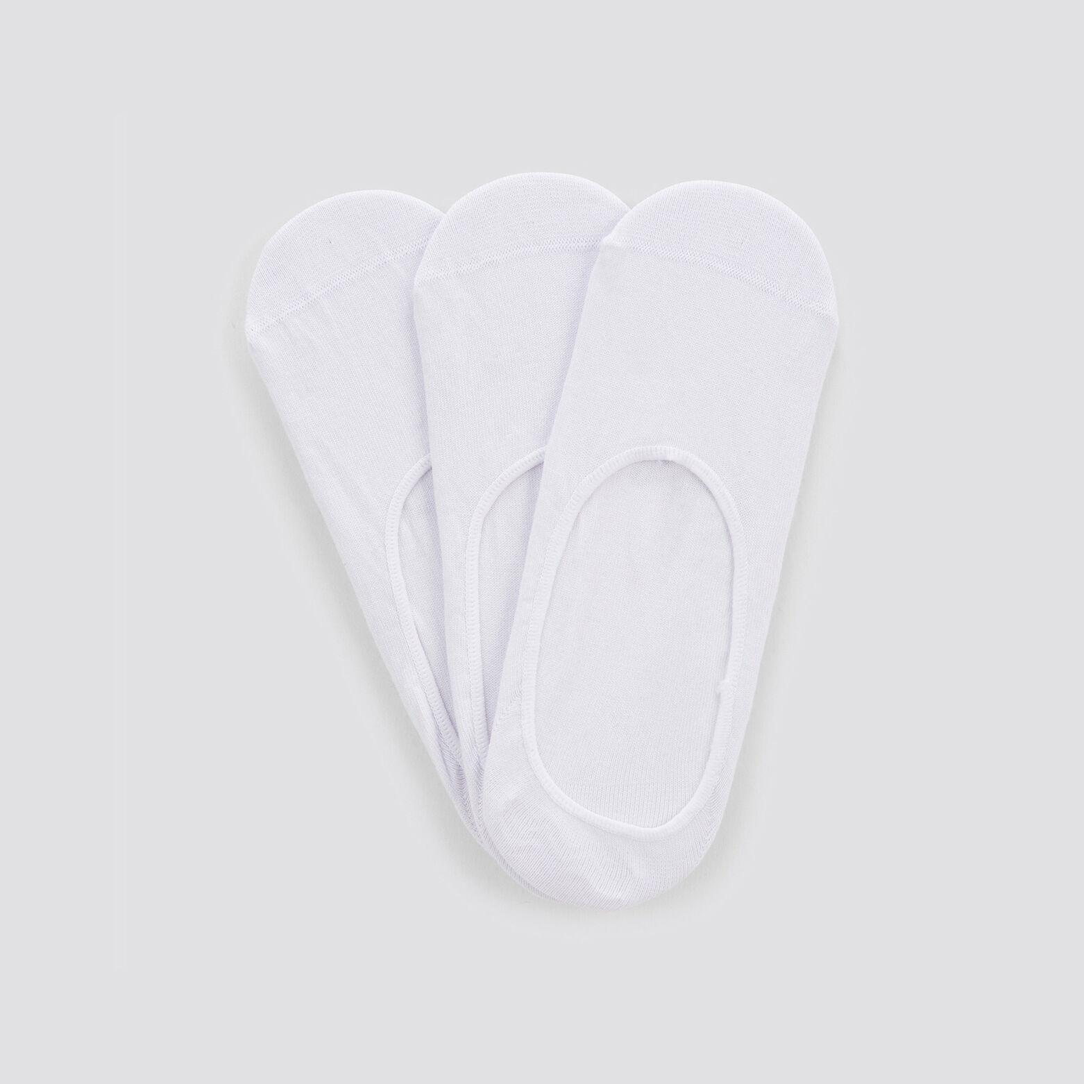 Lot de 3 paires de chaussettes invisibles unies Blanc