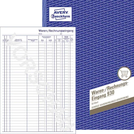 Avery Zweckform 930 Waren-/Rechnungseingangsbuch, A4, 50 Blatt