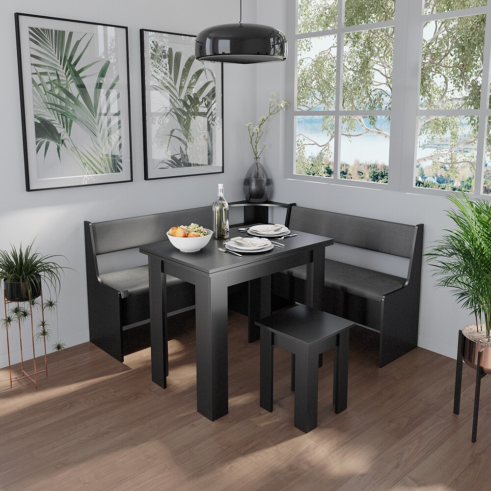 Vicco Küchenbank Sitzbank Esszimmerbank Roman Schwarz 107 cm modern Truhenbank Eckbankgruppe Esszimmergruppe Küchensitzgruppe Sitzbankgruppe Küchenmöbel Polstermöbel