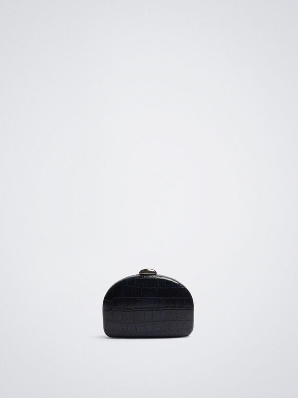 Clutch de festa com estampa animal - Azul marinho