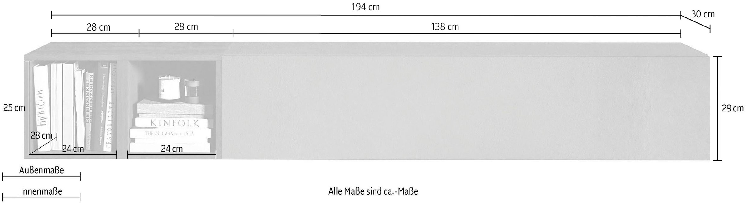 INOSIGN Wohnwand »Infinity, 2tlg. Breite 194 cm, Höhe variabel, Wohnwand« Spar-Set, 2 Stk. tlg.