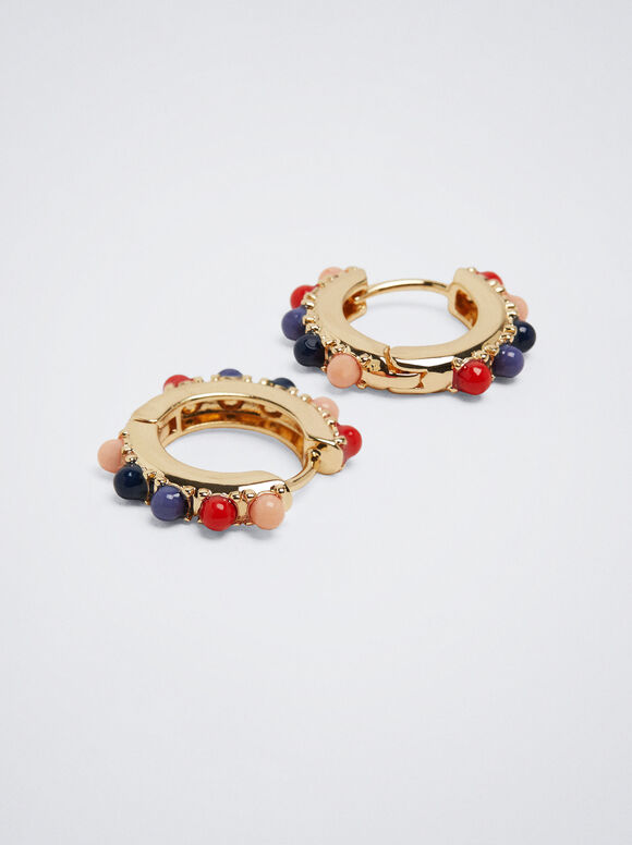 Brincos de argola com miçangas - Multicoloridos