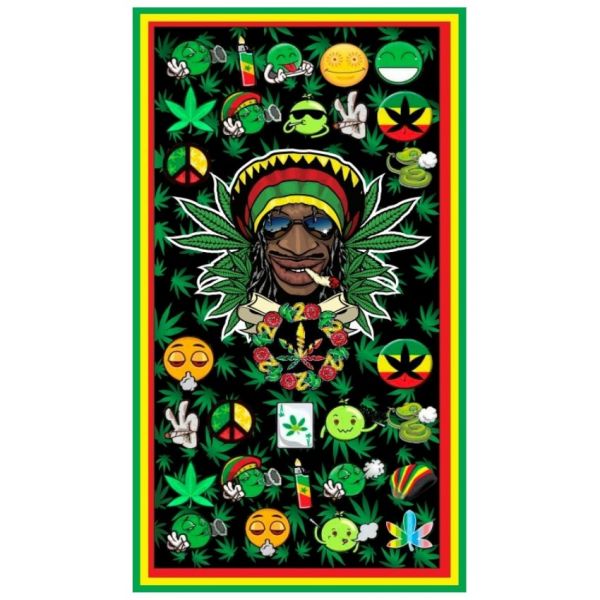 Casa de Praia Toalha de Praia Microfibra Bob Marley Emojis 180 x 100 cm