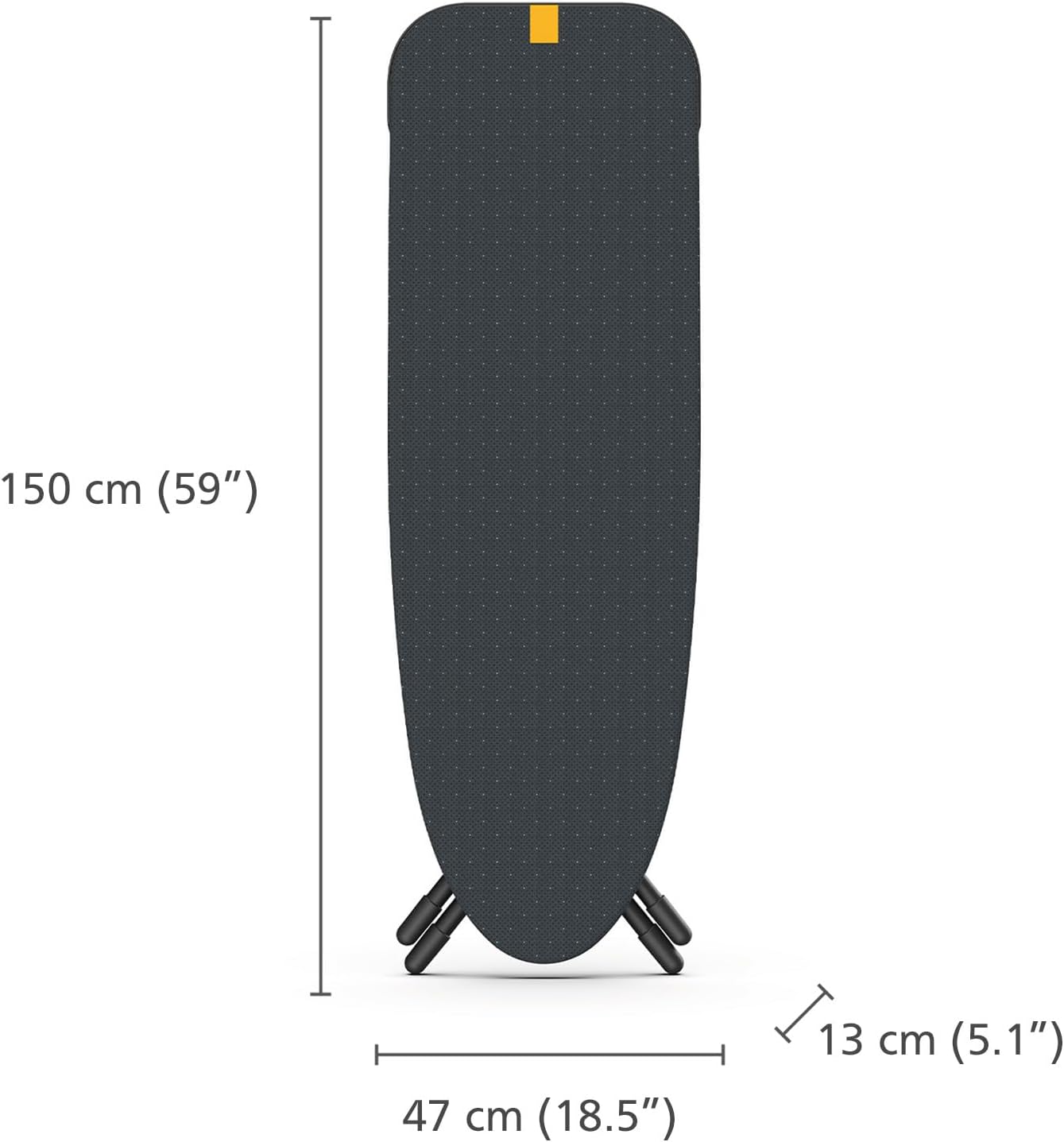 Joseph Joseph Glide Plus 135 x 45 cm großes Bügelbrett mit höhenverstellbarem und hitzebeständigem Dampfbügelbrett, einfache Aufbewahrung, 4-lagiger Baumwollbezug, schwarz/blau