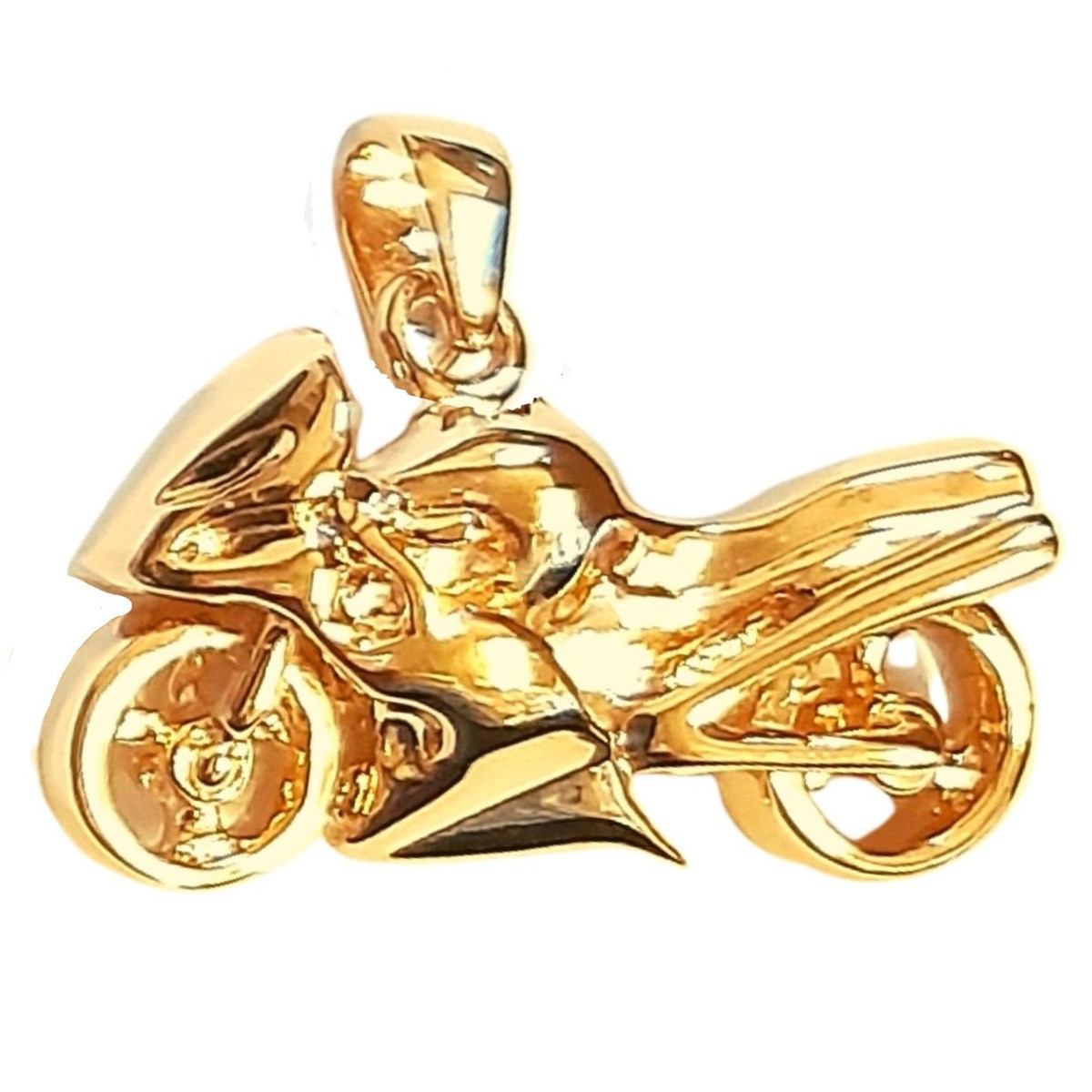 Pendentif grande moto de Course en plaqué or + chaîne