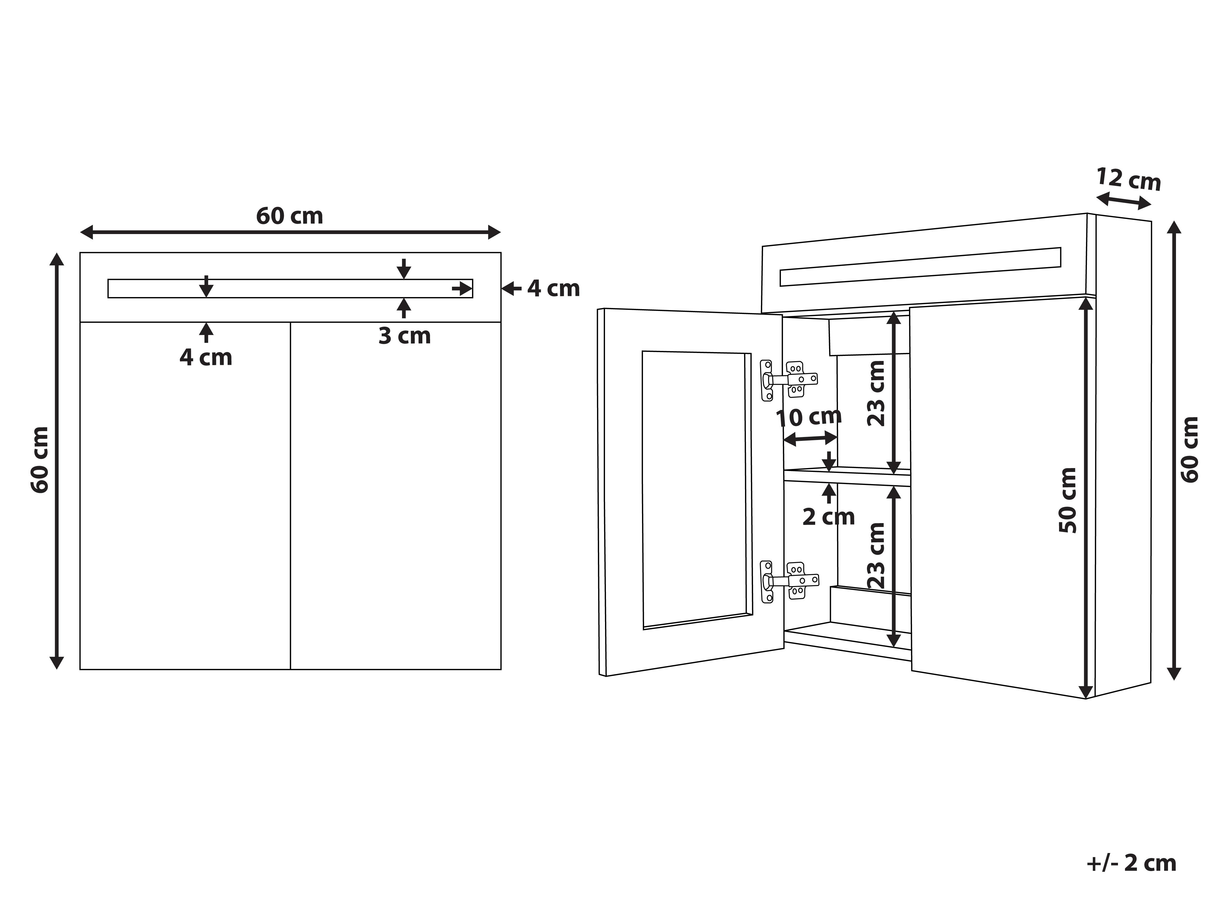 Badkamer wandkast met spiegel LED JARAMILLO 60 cm 60 cm Wit
