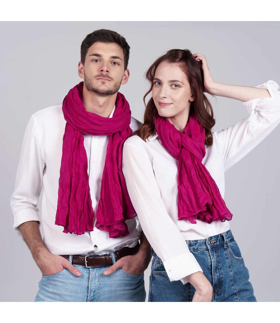 Chèche coton uni - Rouge Cerise