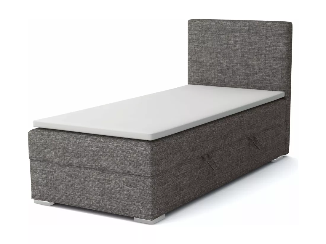LIT SIMPLE avec topper Kiberg Mini côté droit, 90x200 cm, Lux 06 (Gris)
