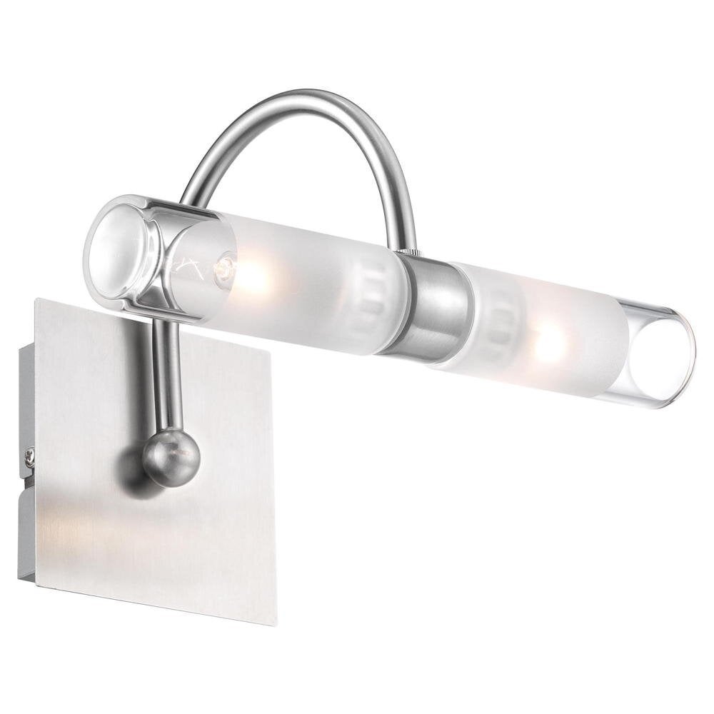 Dritto spiegellamp in transparant en mat nikkel, G9, 2-lichts, IP44