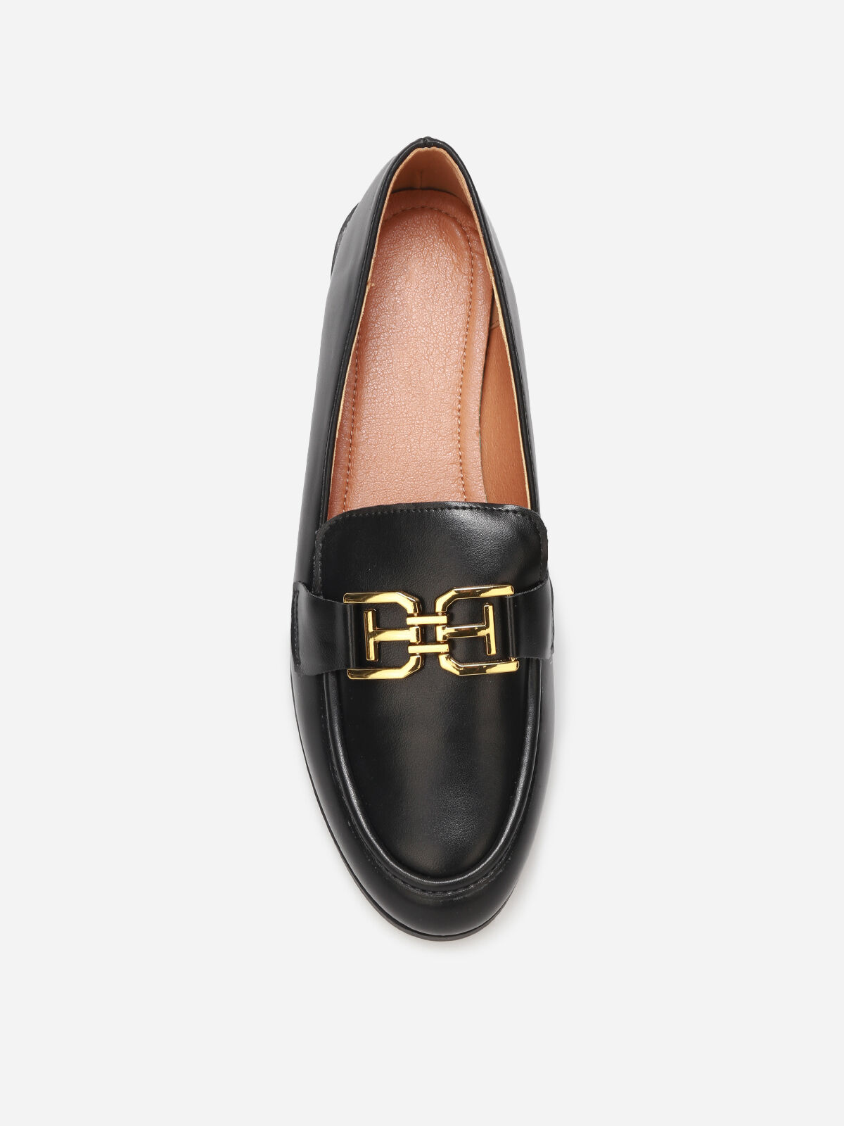 Mocassins classiques à boucle dorée- Noir