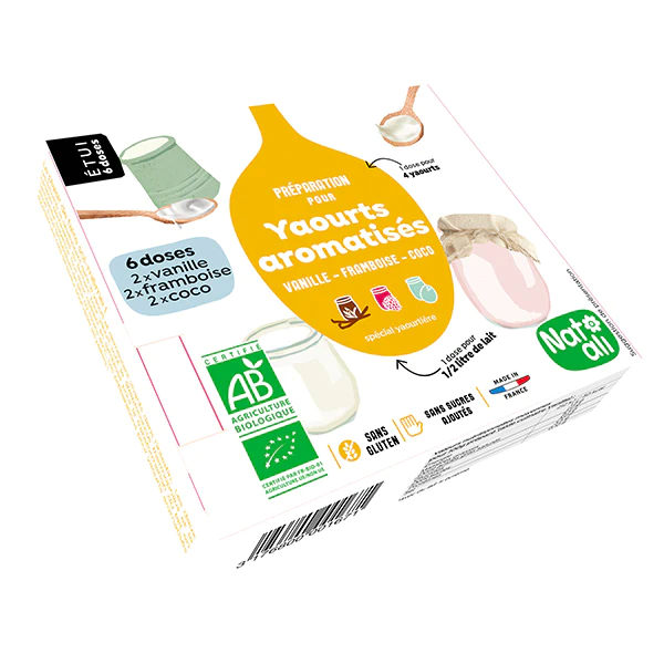 Préparation en poudre pour yaourts aromatisés Vanille Framboise Coco N