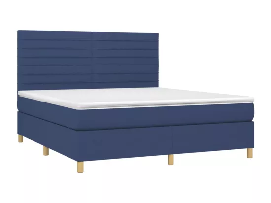 Sommier tapissier avec matelas et LED Bleu 160x200 cm Tissu